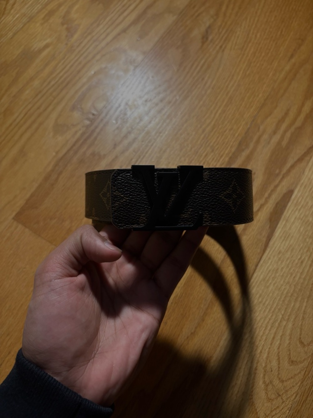 Louis Vuitton Monogram Belt with Matte Black LV Buckle